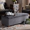 Baxton Studio Roanoke Grey Velvet Upholstered Grid-Tufted Storage Ottoman Bench 160-9928 - alternate 4